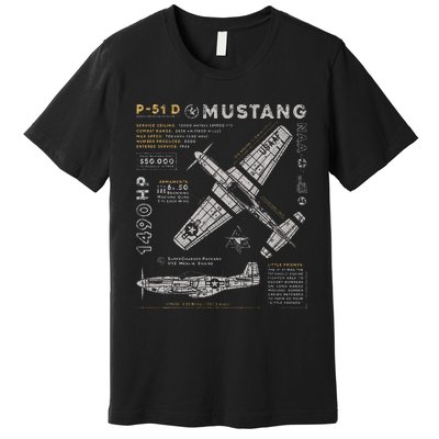 P51 Mustang North American Aviation Vintage Fighter Plane Premium T-Shirt