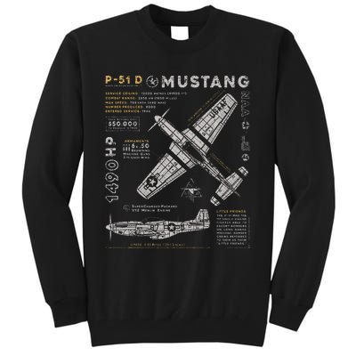 P51 Mustang North American Aviation Vintage Fighter Plane Tall Sweatshirt