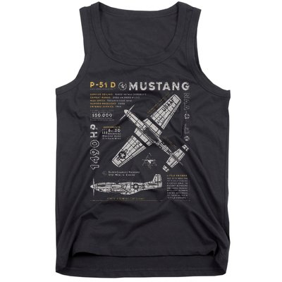 P51 Mustang North American Aviation Vintage Fighter Plane Tank Top