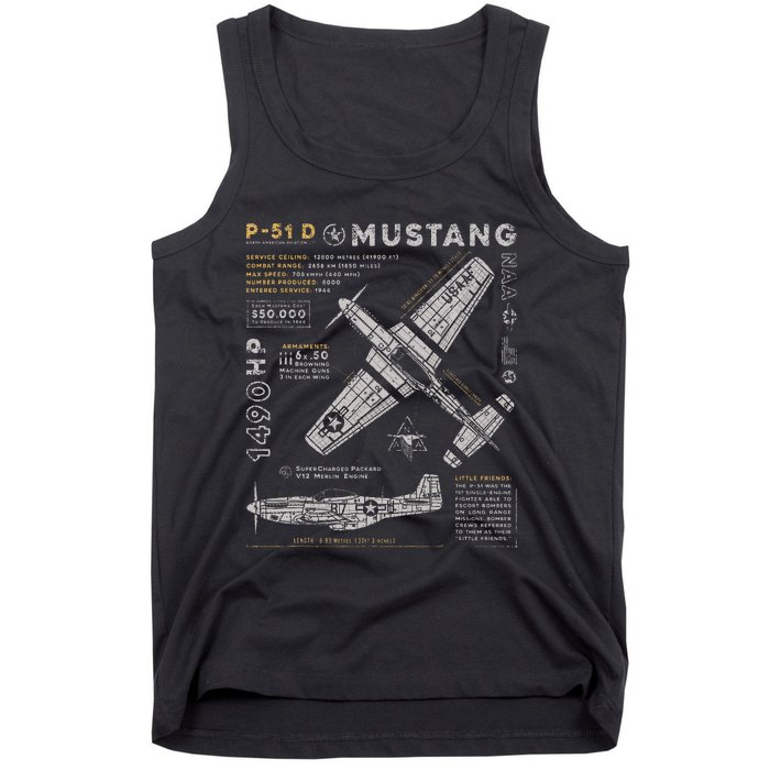 P51 Mustang North American Aviation Vintage Fighter Plane Tank Top