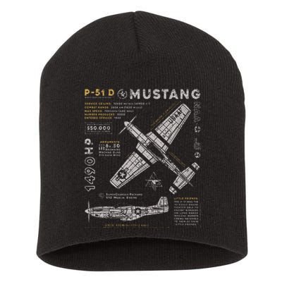 P51 Mustang North American Aviation Vintage Fighter Plane Short Acrylic Beanie