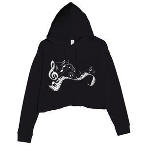 Pianist Music Notes Treble Clef Piano Player Keyboard Piano Crop Fleece Hoodie