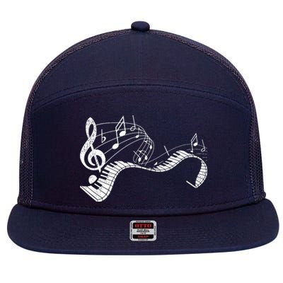 Pianist Music Notes Treble Clef Piano Player Keyboard Piano 7 Panel Mesh Trucker Snapback Hat