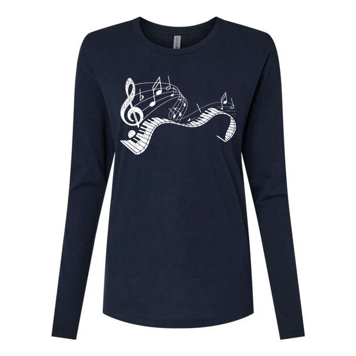 Pianist Music Notes Treble Clef Piano Player Keyboard Piano Womens Cotton Relaxed Long Sleeve T-Shirt