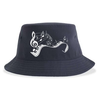 Pianist Music Notes Treble Clef Piano Player Keyboard Piano Sustainable Bucket Hat