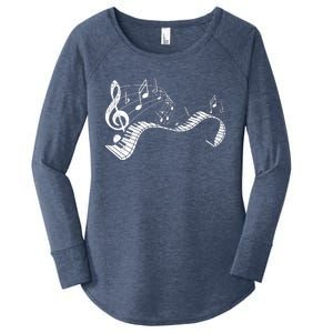 Pianist Music Notes Treble Clef Piano Player Keyboard Piano Women's Perfect Tri Tunic Long Sleeve Shirt