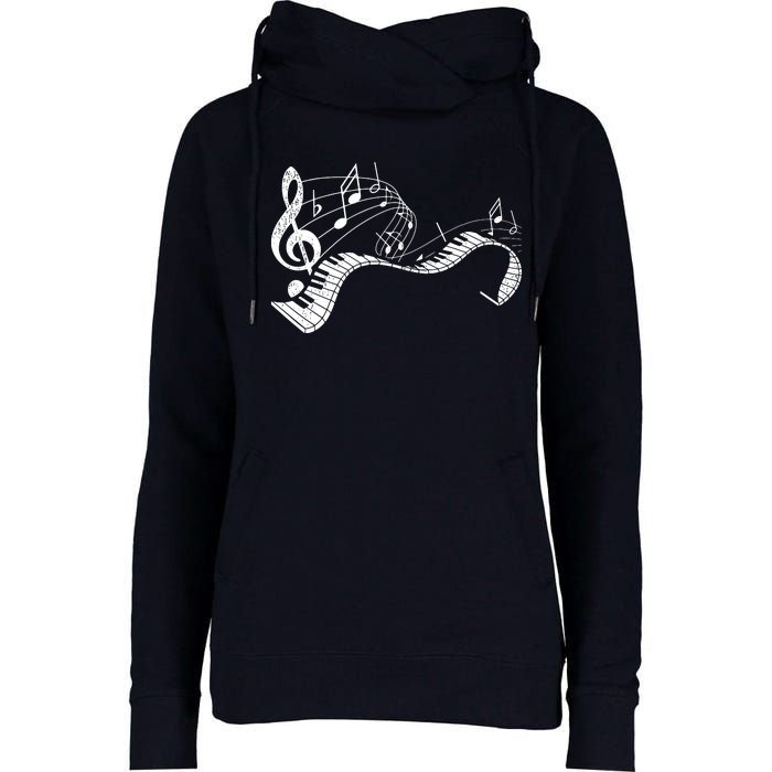 Pianist Music Notes Treble Clef Piano Player Keyboard Piano Womens Funnel Neck Pullover Hood