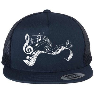 Pianist Music Notes Treble Clef Piano Player Keyboard Piano Flat Bill Trucker Hat