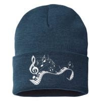 Pianist Music Notes Treble Clef Piano Player Keyboard Piano Sustainable Knit Beanie