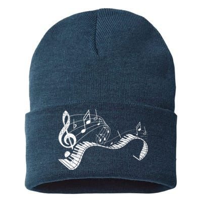 Pianist Music Notes Treble Clef Piano Player Keyboard Piano Sustainable Knit Beanie