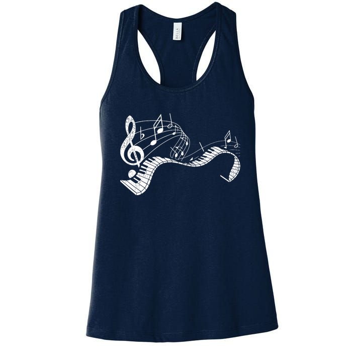 Pianist Music Notes Treble Clef Piano Player Keyboard Piano Women's Racerback Tank