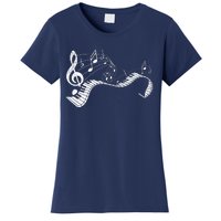 Pianist Music Notes Treble Clef Piano Player Keyboard Piano Women's T-Shirt