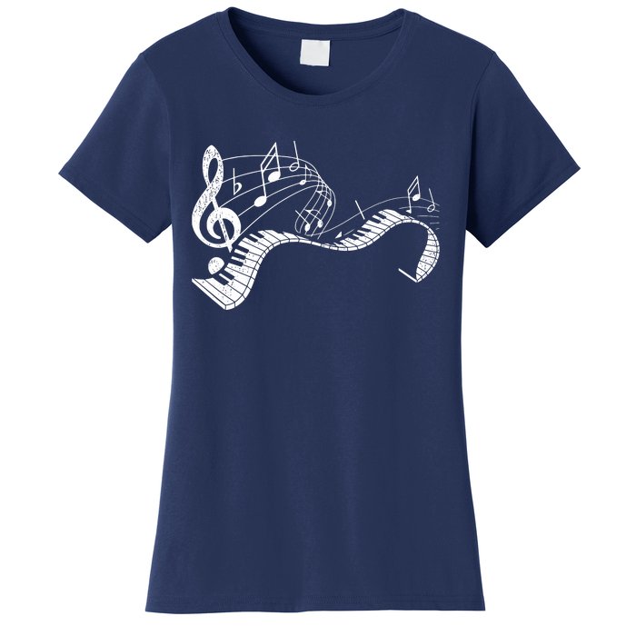 Pianist Music Notes Treble Clef Piano Player Keyboard Piano Women's T-Shirt