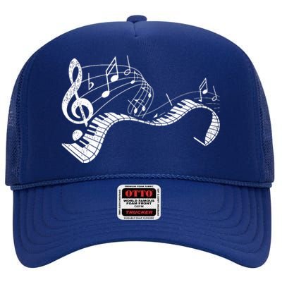 Pianist Music Notes Treble Clef Piano Player Keyboard Piano High Crown Mesh Back Trucker Hat