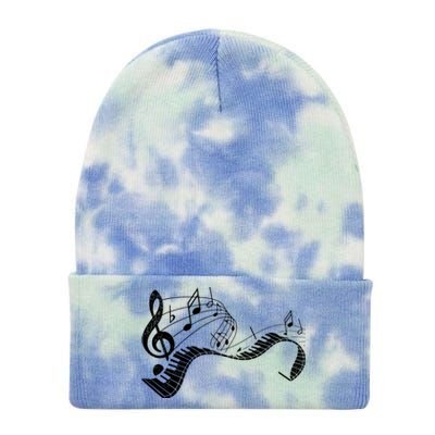 Pianist Music Notes Treble Clef Piano Player Keyboard Piano Tie Dye 12in Knit Beanie