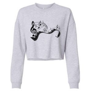 Pianist Music Notes Treble Clef Piano Player Keyboard Piano Cropped Pullover Crew