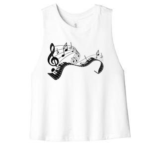 Pianist Music Notes Treble Clef Piano Player Keyboard Piano Women's Racerback Cropped Tank