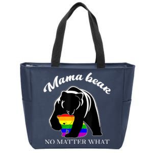 Proud Mom No Matter What LGBTQ LGBT Mom Pride Mama Bear Zip Tote Bag