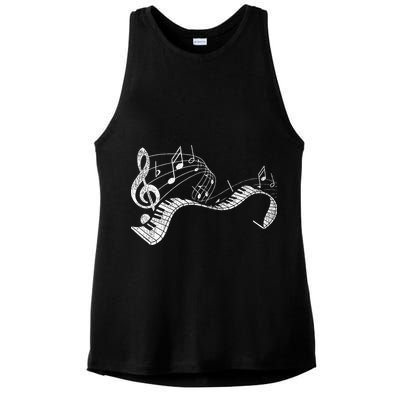Pianist Music Notes Treble Clef Piano Player Keyboard Piano Ladies PosiCharge Tri-Blend Wicking Tank
