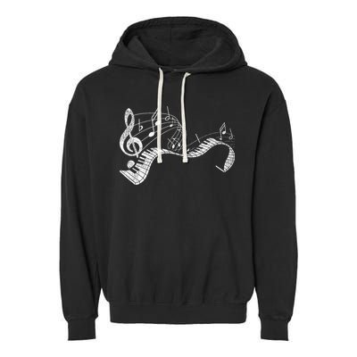 Pianist Music Notes Treble Clef Piano Player Keyboard Piano Garment-Dyed Fleece Hoodie