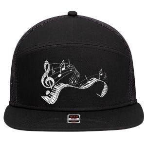 Pianist Music Notes Treble Clef Piano Player Keyboard Piano 7 Panel Mesh Trucker Snapback Hat