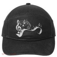 Pianist Music Notes Treble Clef Piano Player Keyboard Piano 7-Panel Snapback Hat