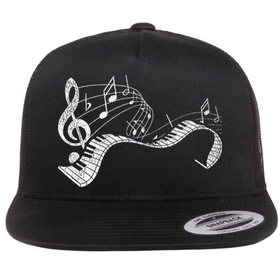Pianist Music Notes Treble Clef Piano Player Keyboard Piano Flatbill Hat