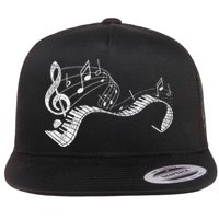 Pianist Music Notes Treble Clef Piano Player Keyboard Piano Flat Bill Trucker Hat