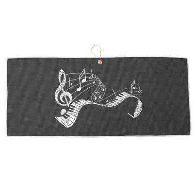Pianist Music Notes Treble Clef Piano Player Keyboard Piano Large Microfiber Waffle Golf Towel
