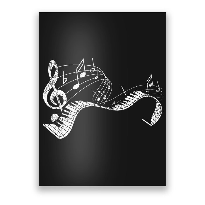 Pianist Music Notes Treble Clef Piano Player Keyboard Piano Poster