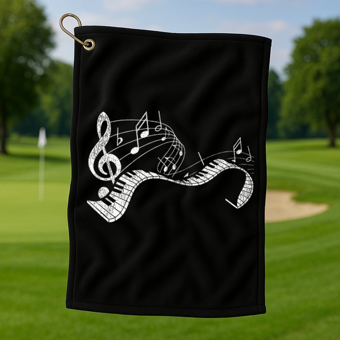 Pianist Music Notes Treble Clef Piano Player Keyboard Piano Golf Towel