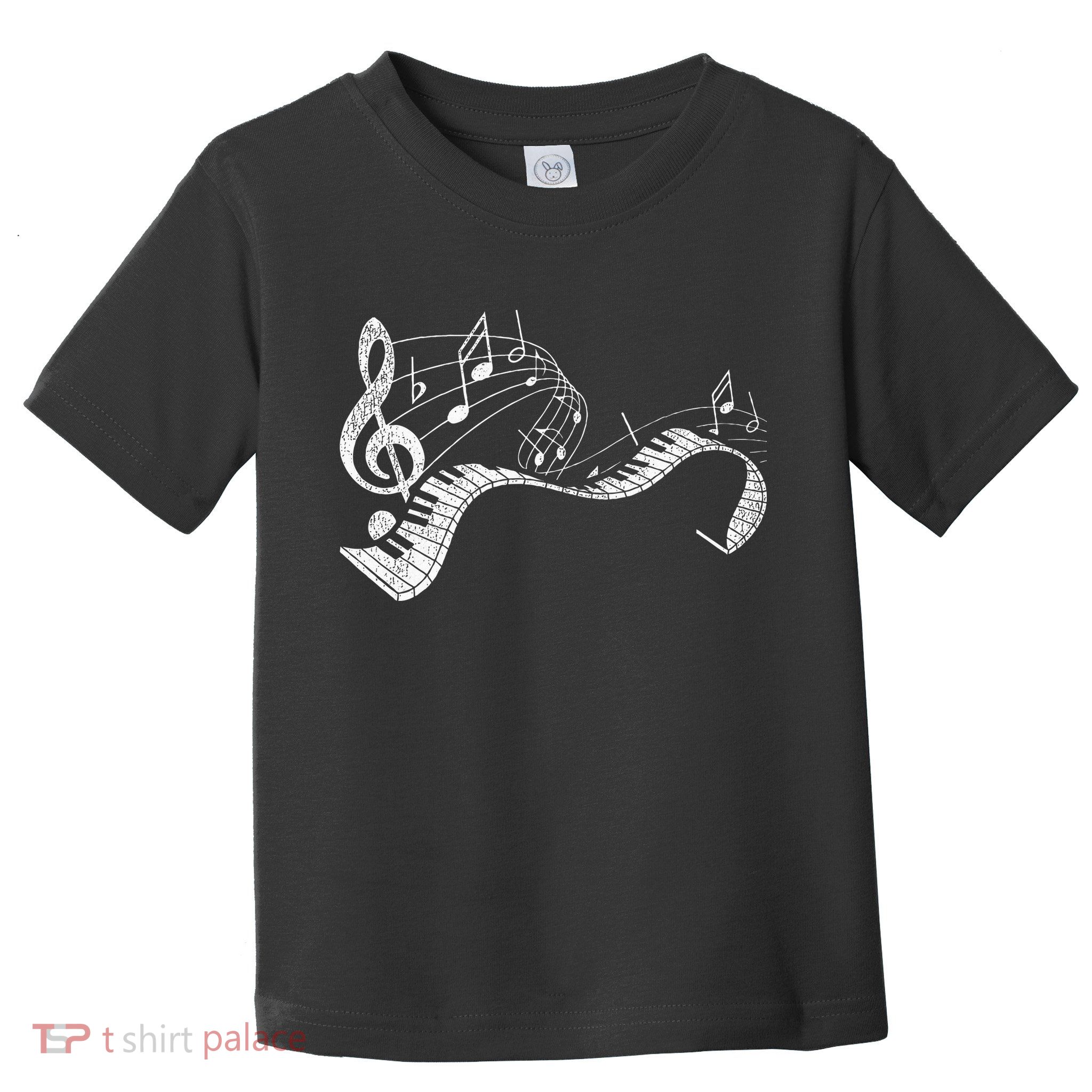 Pianist Music Notes Treble Clef Piano Player Keyboard Piano Toddler T-Shirt