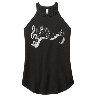 Pianist Music Notes Treble Clef Piano Player Keyboard Piano Women's Perfect Tri Rocker Tank