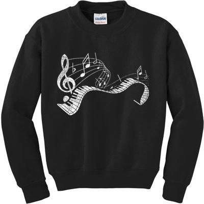 Pianist Music Notes Treble Clef Piano Player Keyboard Piano Kids Sweatshirt