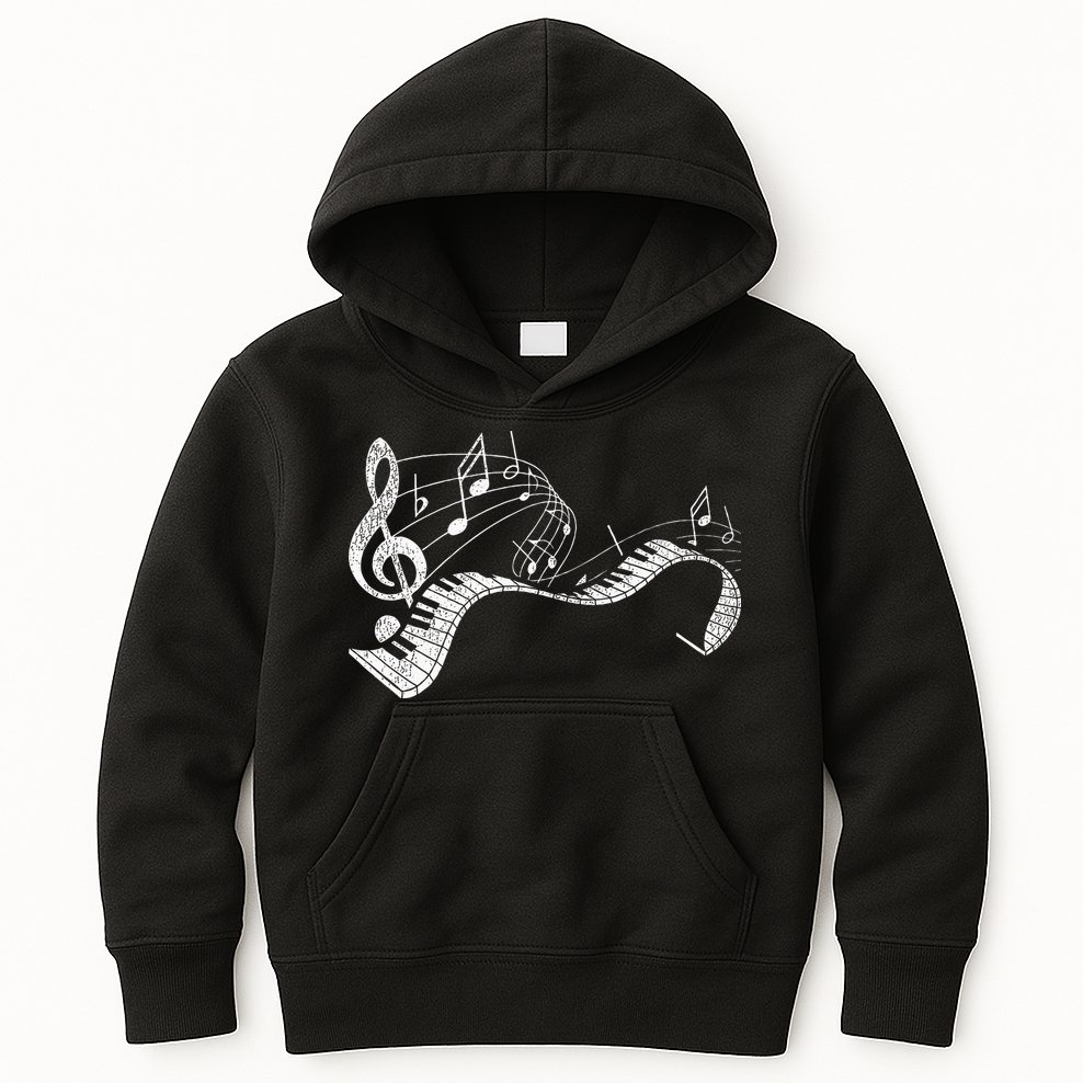 Pianist Music Notes Treble Clef Piano Player Keyboard Piano Kids Hoodie