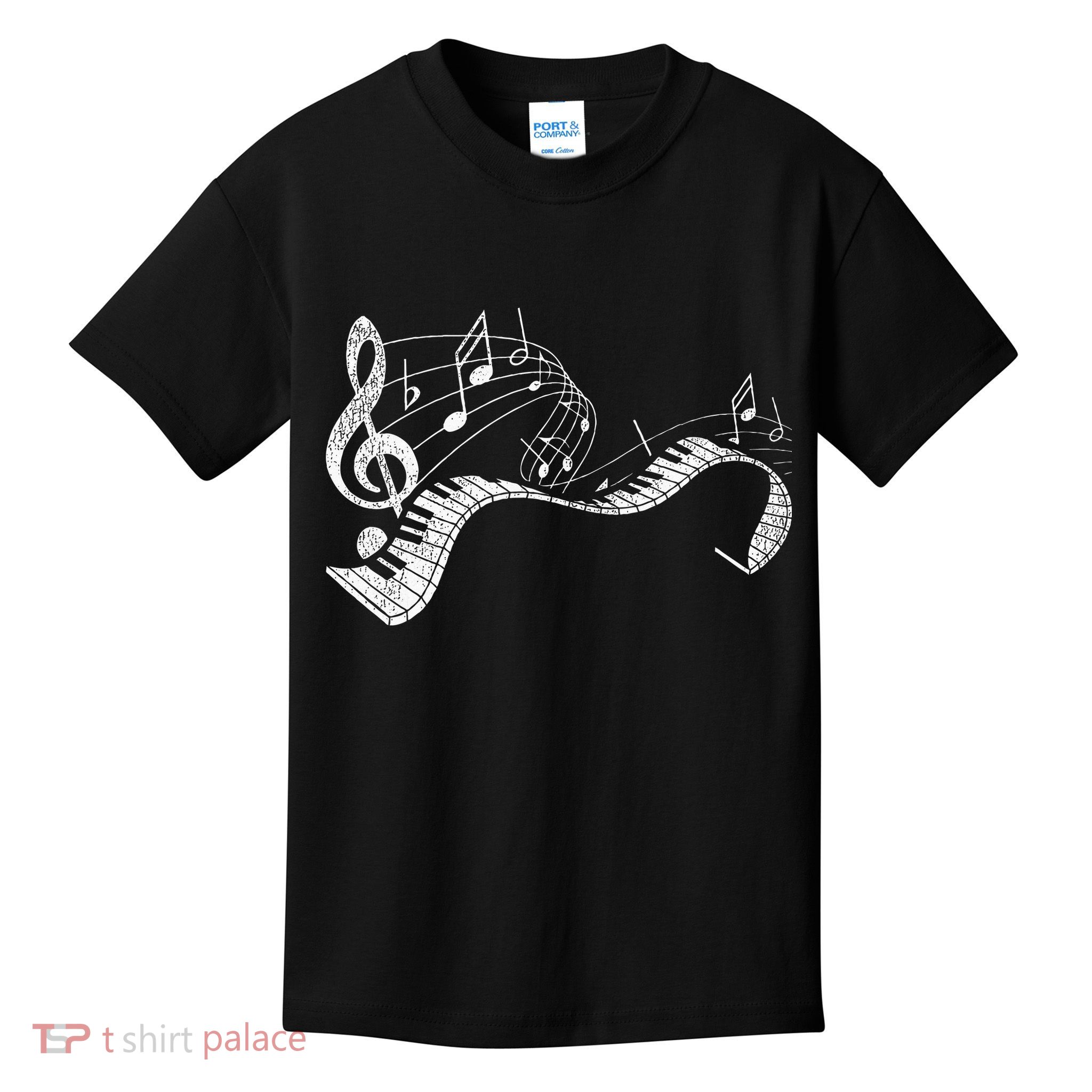 Pianist Music Notes Treble Clef Piano Player Keyboard Piano Kids T-Shirt