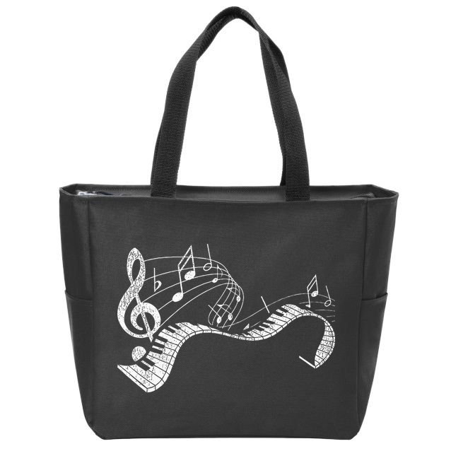 Pianist Music Notes Treble Clef Piano Player Keyboard Piano Zip Tote Bag