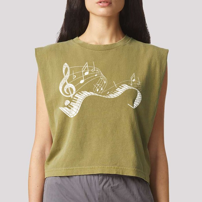 Pianist Music Notes Treble Clef Piano Player Keyboard Piano Garment-Dyed Women's Muscle Tee