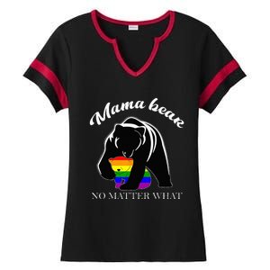 Proud Mom No Matter What LGBTQ LGBT Mom Pride Mama Bear Ladies Halftime Notch Neck Tee