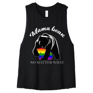 Proud Mom No Matter What LGBTQ LGBT Mom Pride Mama Bear Women's Racerback Cropped Tank