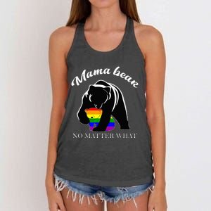 Proud Mom No Matter What LGBTQ LGBT Mom Pride Mama Bear Women's Knotted Racerback Tank