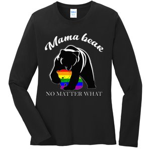 Proud Mom No Matter What LGBTQ LGBT Mom Pride Mama Bear Ladies Long Sleeve Shirt