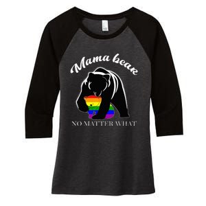 Proud Mom No Matter What LGBTQ LGBT Mom Pride Mama Bear Women's Tri-Blend 3/4-Sleeve Raglan Shirt