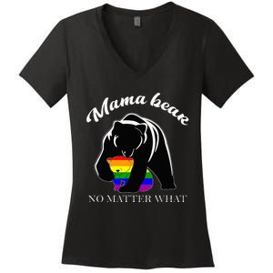 Proud Mom No Matter What LGBTQ LGBT Mom Pride Mama Bear Women's V-Neck T-Shirt