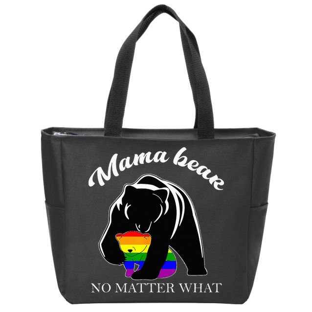 Proud Mom No Matter What LGBTQ LGBT Mom Pride Mama Bear Zip Tote Bag
