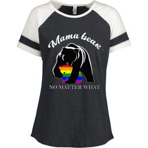 Proud Mom No Matter What LGBTQ LGBT Mom Pride Mama Bear Enza Ladies Jersey Colorblock Tee