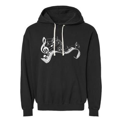 Pianist Music Notes Treble Clef Piano Player Keyboard Piano Garment-Dyed Fleece Hoodie