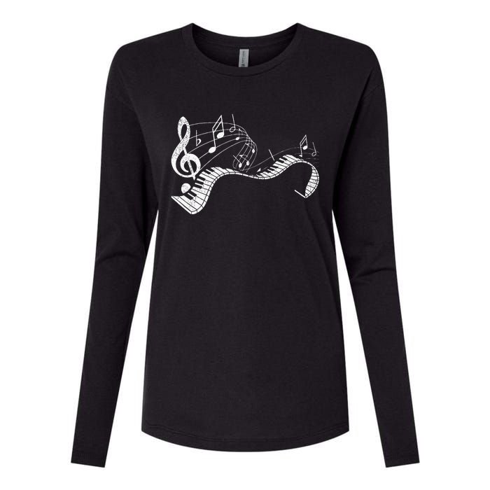 Pianist Music Notes Treble Clef Piano Player Keyboard Piano Womens Cotton Relaxed Long Sleeve T-Shirt