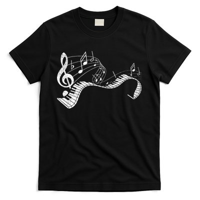 Pianist Music Notes Treble Clef Piano Player Keyboard Piano T-Shirt