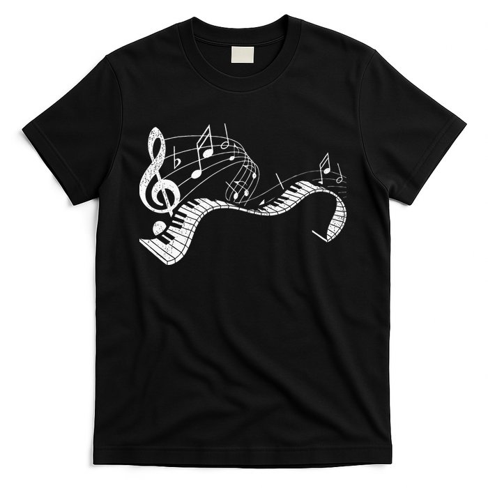 Pianist Music Notes Treble Clef Piano Player Keyboard Piano T-Shirt